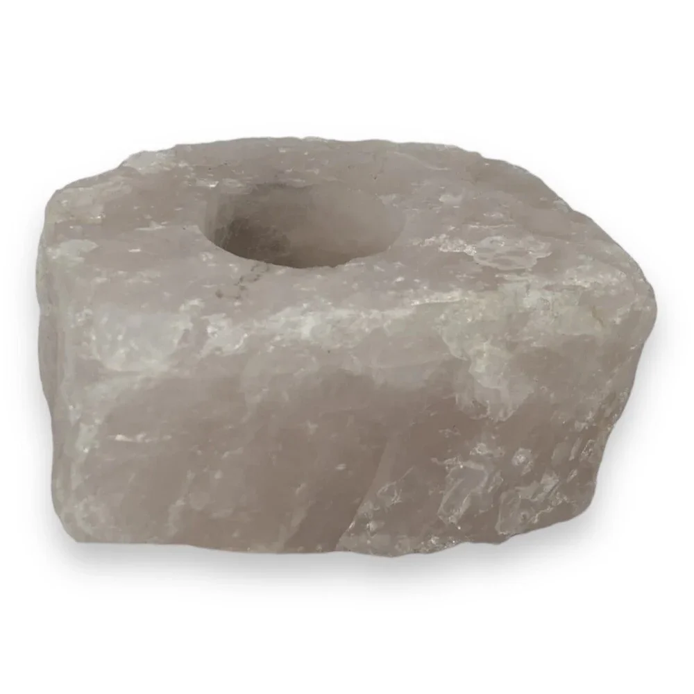 2.44LB Natural Rough Raw Rose Quartz Crystal Cluster Reiki Tealite Candle Holder